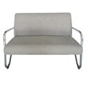 Ver imagem 2 de Kit Namoradeira + 2 Poltronas Decorativa Bela Linho Bege Braço Cromado