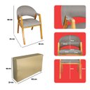 Ver imagem 6 de Kit 4 Cadeiras de Jantar Noah Estofada com Braço Madeira Maciça Linho Cinza - Arkell