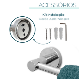 Jogo Acessorios Cromado Kit Banheiro Inox 4 Peças Papeleira Cabide Toalheiro Duplo Porta Toalha Reto - 4