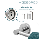 Ver imagem 4 de Jogo Acessorios Cromado Kit Banheiro Inox 4 Peças Papeleira Cabide Toalheiro Duplo Porta Toalha Reto