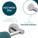 Ver imagem 3 de Jogo Acessorios Cromado Kit Banheiro Inox 4 Peças Papeleira Cabide Toalheiro Duplo Porta Toalha Reto