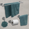 Jogo Acessorios Cromado Kit Banheiro Inox 4 Peças Papeleira Cabide Toalheiro Duplo Porta Toalha Reto - 2