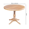 Mesa de Jantar Redonda Rústica 80cm Madeira Maciça Madalena - Natural - 4