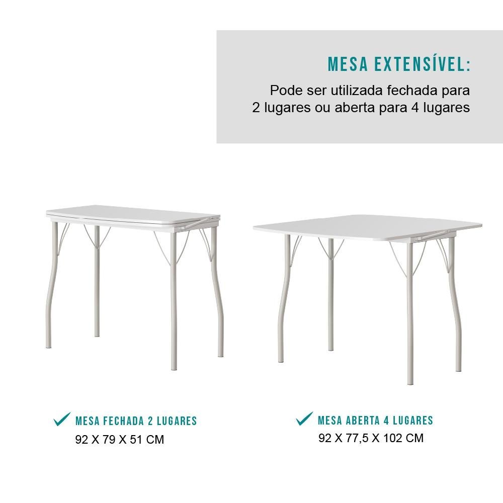 Mesa Dobrável Tampo Branco Tubos Prata 216 Carraro - 4