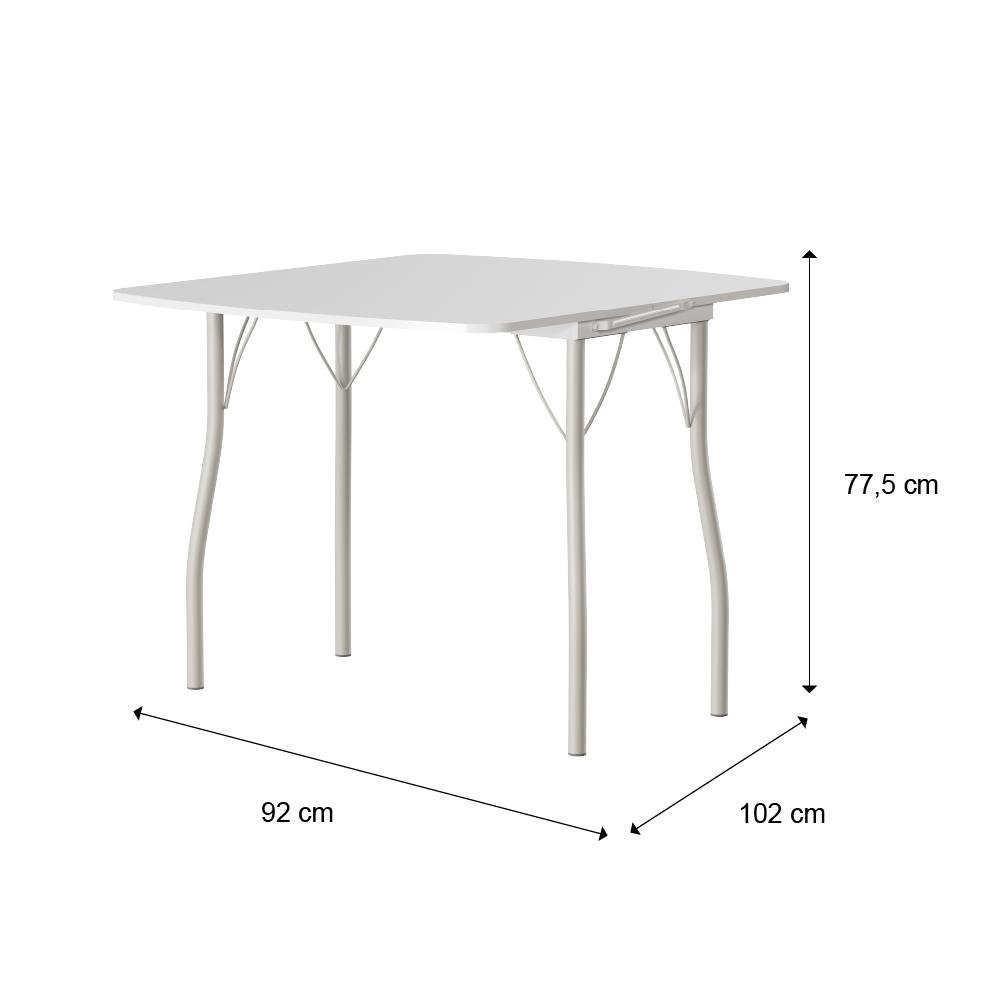 Mesa Dobrável Tampo Branco Tubos Prata 216 Carraro - 2