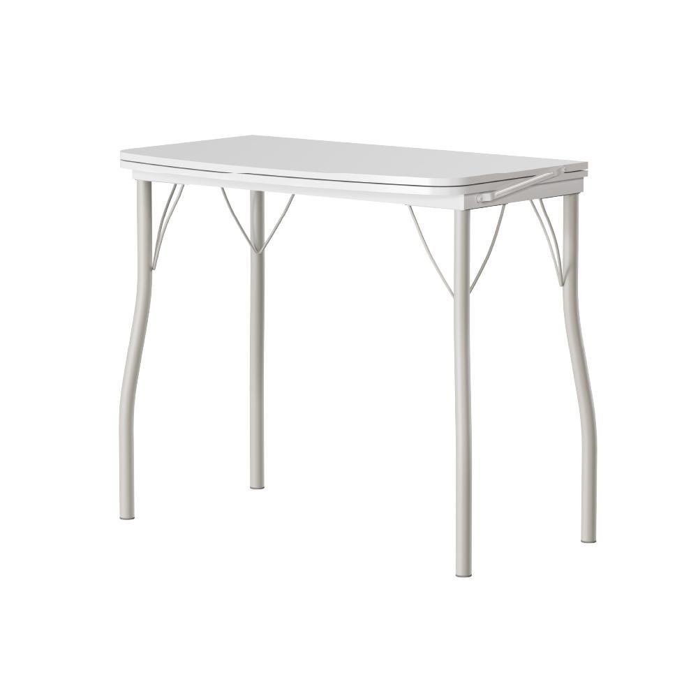 Mesa Dobrável Tampo Branco Tubos Prata 216 Carraro