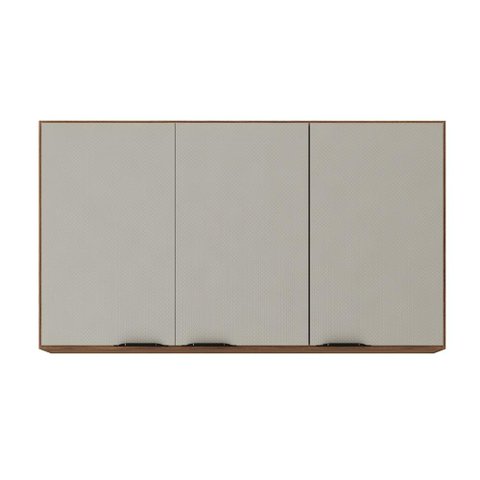 Armário de Cozinha Aéreo 03 Portas 120cm Firenze Amêndola Nude Prime Tx Demóbile