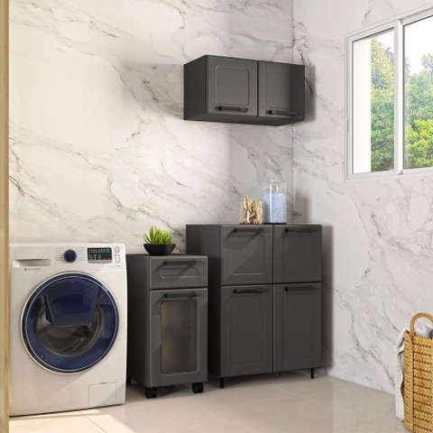 Armário Modulado Lavanderia Area de Serviço Multi Bertolini - Grafite