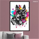 Ver imagem 1 de Quadro Decorativo - Cachorro Colorido Pintura Anm019 Tela Canvas - 80x60cm