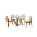 Ver imagem 2 de Conjunto Sala de Jantar Grécia 4 Cadeiras Mônaco Marrom/Castanho Cinamomo/Creme/Off White