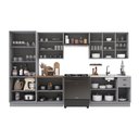 Ver imagem 4 de Cozinha Modulada 6 Peças 1 Cristaleira com Vidro 2 Balcão sem Tampo 3 Aéreos 100% MDF com Rodapé Bari Cinza/Titânio Fosco
