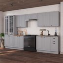 Ver imagem 1 de Cozinha Modulada 6 Peças 1 Cristaleira com Vidro 2 Balcão sem Tampo 3 Aéreos 100% MDF com Rodapé Bari Cinza/Titânio Fosco