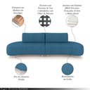 Ver imagem 3 de Sofá Bipartido Sala de Estar Jamaica 280cm Curvo Pés Alumínio Linho Azul G52 - Gran Belo