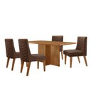 Ver imagem 2 de Mesa Olimpia 120 Mdf Canto Copo e com 4 Cadeiras Safira Veludo Marrom/naturalle/naturalle