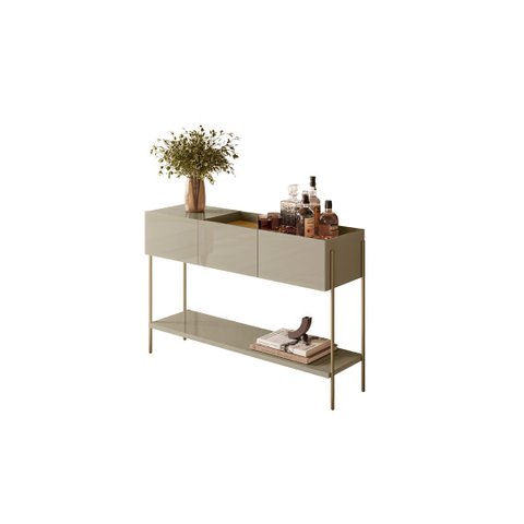 Aparador para Sala 3 Portas 123cm Porto Pés Metálicos MDP Cumaru/Opala Hall Entrada
