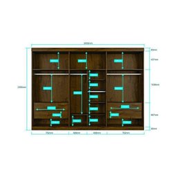 Guarda-Roupa com Espelho 3 Portas de Correr Milano - 2