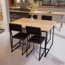 Ver imagem 1 de Conjunto Mesa de Jantar Retangular Pinus 4 Cadeiras Riviera Industrial Don Castro Decor Rivier