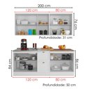 Ver imagem 3 de Cozinha Armário 6 Peças Balcão Pia sem Tampo 200 cm Unna Branco Poliman