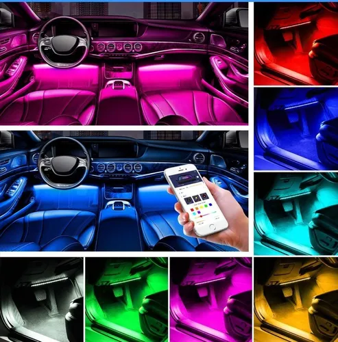 Iluminação LED Interior Carro Neon RGB Tuning C/controle Bluetooth - 3