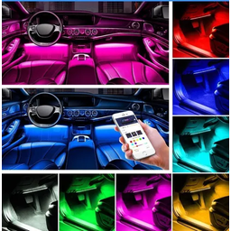 Iluminação LED Interior Carro Neon RGB Tuning C/controle Bluetooth - 3