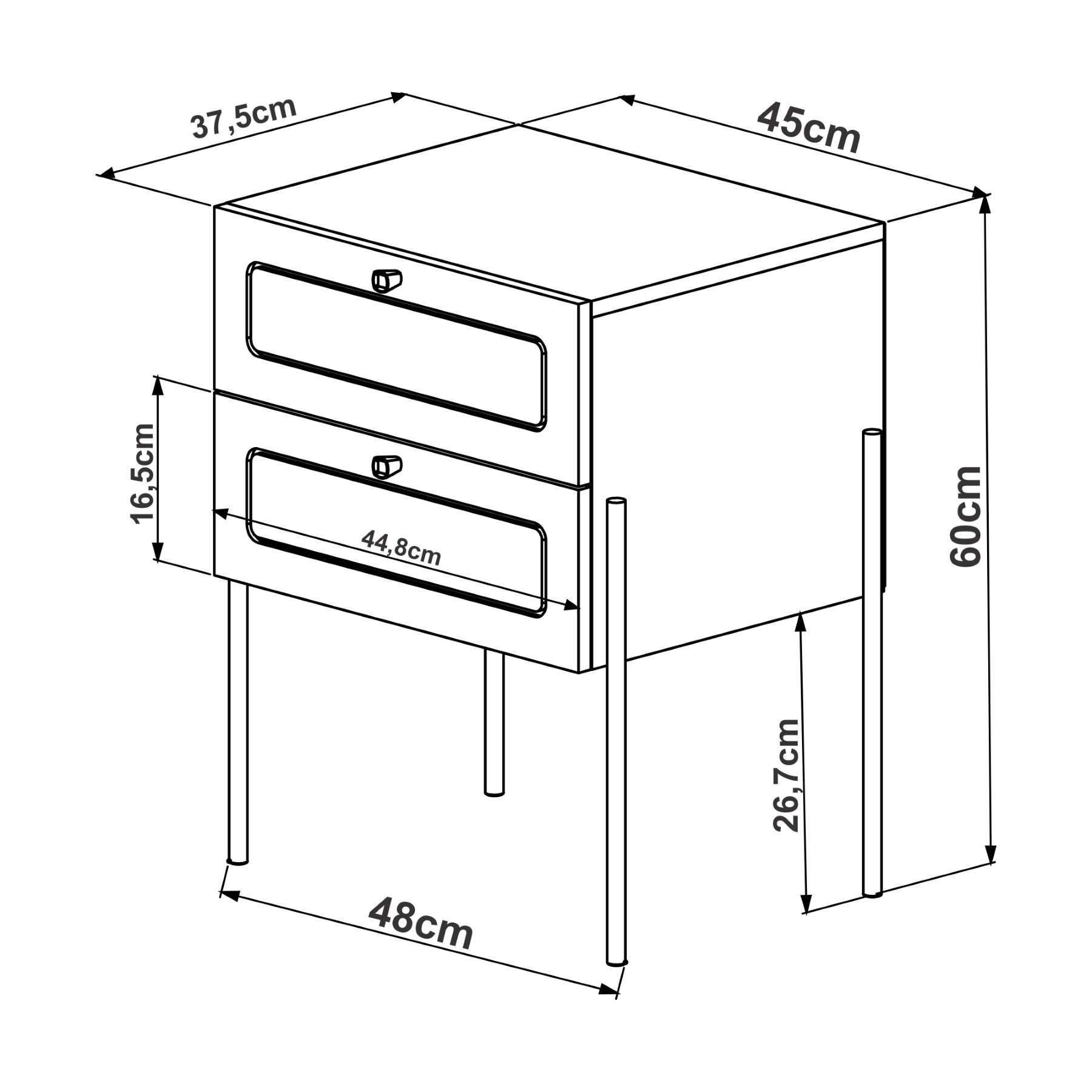 Mesa de Cabeceira Linha Oslo 2 Gavetas Mdf Cor Hanover Base Metal Dourado Acabamento Palha Sintética - 3