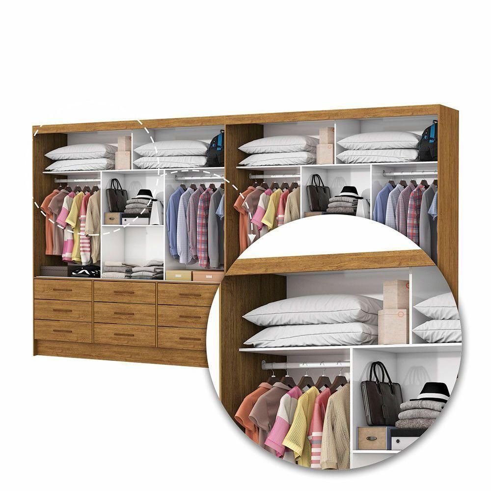 Closet Sevilha 6 Portas Casal Duplo Premium 18 Gavetas Cario
