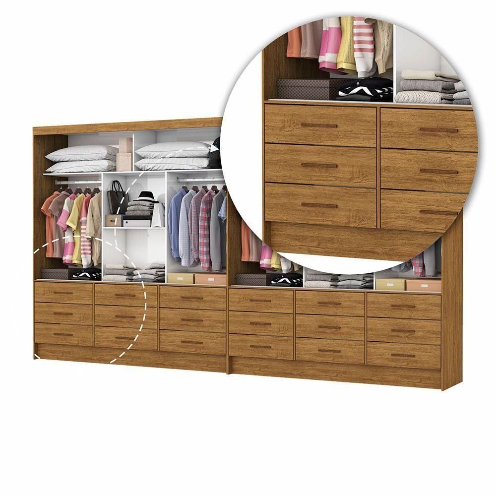 Closet Sevilha 6 Portas Casal Duplo Premium 18 Gavetas Cario