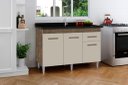 Ver imagem 2 de Balcão Armário ou Gabinete Ca para Pia de Cozinha 1.20m Cor Canela / Off White