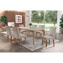 Ver imagem 1 de Conjunto Mesa de Cozinha Londrina Tampo Madeirado com Vidro 180x90cm e 6 Cadeiras Jade Capuccino