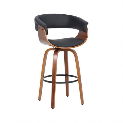 Banqueta Nicole Munique Giratória Couro e Base de Madeira Homenow Cor: Preto