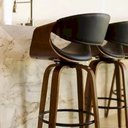 Ver imagem 3 de Banqueta Nicole Munique Giratória Couro e Base de Madeira Homenow Cor: Preto