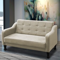 Poltrona Sofá Namoradeira Bella Decorativa 2 Lugares Para Sala Quarto Suede:Bege Claro - 2