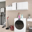 Ver imagem 2 de Kit Área de Serviço e Lavanderia com 02 Armários Aéreo 120cm e 60cm 100% MDF Branco - Desk Design Lu