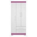 Ver imagem 6 de Guarda-Roupa Solteiro 3 Portas 2 Gavetas Branco/New/Rosa