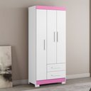 Ver imagem 2 de Guarda-Roupa Solteiro 3 Portas 2 Gavetas Branco/New/Rosa