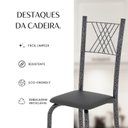 Ver mais imagens de Kit 6 Cadeiras Tubular para Sala de Jantar Sara Prata/Preto/Martelado