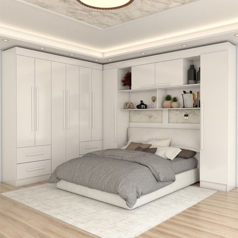 Guarda-roupa Casal Modulado Madrid 10 Portas 4 Gavetas Branco - Panorama Móveis