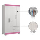 Ver imagem 5 de Guarda-Roupa Solteiro 4 Portas 2 Gavetas Branco/New/Rosa