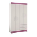 Ver imagem 4 de Guarda-Roupa Solteiro 4 Portas 2 Gavetas Branco/New/Rosa