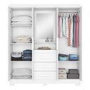 Ver imagem 6 de Guarda Roupa Casal com Espelho 4 Portas 3 Gavetas e Nicho Capelinha Branco/New/Rosa