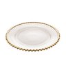 Prato Raso em Cristal Wolff Pearl Branco Borda Dourada 28cm - 2