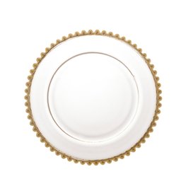Prato Raso em Cristal Wolff Pearl Branco Borda Dourada 28cm - 3