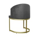 Ver imagem 2 de Cadeira Poltrona Aco Carbono Base Dourada Estofada Arkadina Curvo Suede Cinza