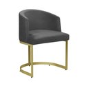 Ver imagem 1 de Cadeira Poltrona Aco Carbono Base Dourada Estofada Arkadina Curvo Suede Cinza