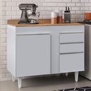 Ver imagem 2 de Balcão de Cozinha para Pia com Tampo 100cm Luziania Cinza Claro/castanho - Lumil
