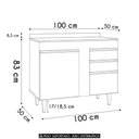 Ver imagem 4 de Balcão de Cozinha para Pia com Tampo 100cm Luziania Cinza Claro/castanho - Lumil