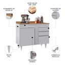 Ver imagem 3 de Balcão de Cozinha para Pia com Tampo 100cm Luziania Cinza Claro/castanho - Lumil