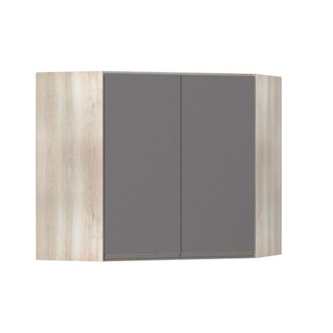 Armário Canto Diagonal 2 Portas Legno Crema C/Cinza Puro