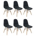 Ver imagem 1 de Kit 6 Cadeiras Charles Eames Botonê Eiffel Estofada - Preta
