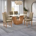 Ver imagem 1 de Conjunto Sala de Jantar Verbana Kappesberg 6 Cadeiras Veludo Bege